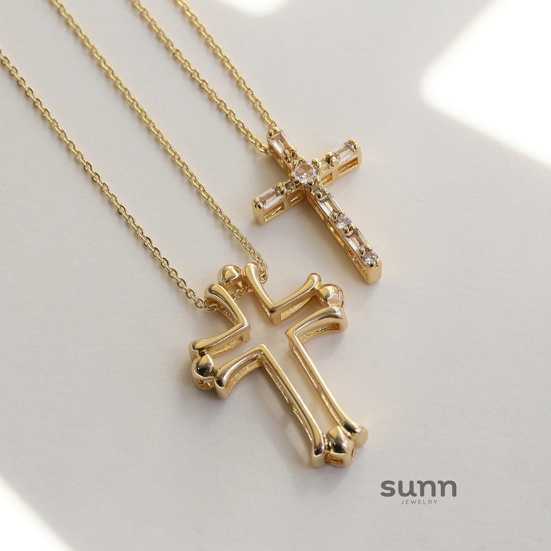 Jazleen Zircon Paved Cross Necklace [JUQT5QC4]