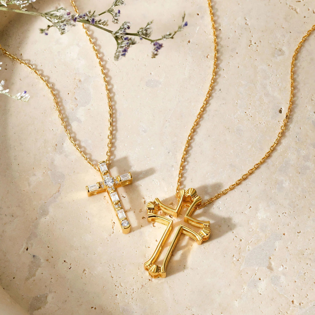 Jazleen Zircon Paved Cross Necklace [S5JES6F8]
