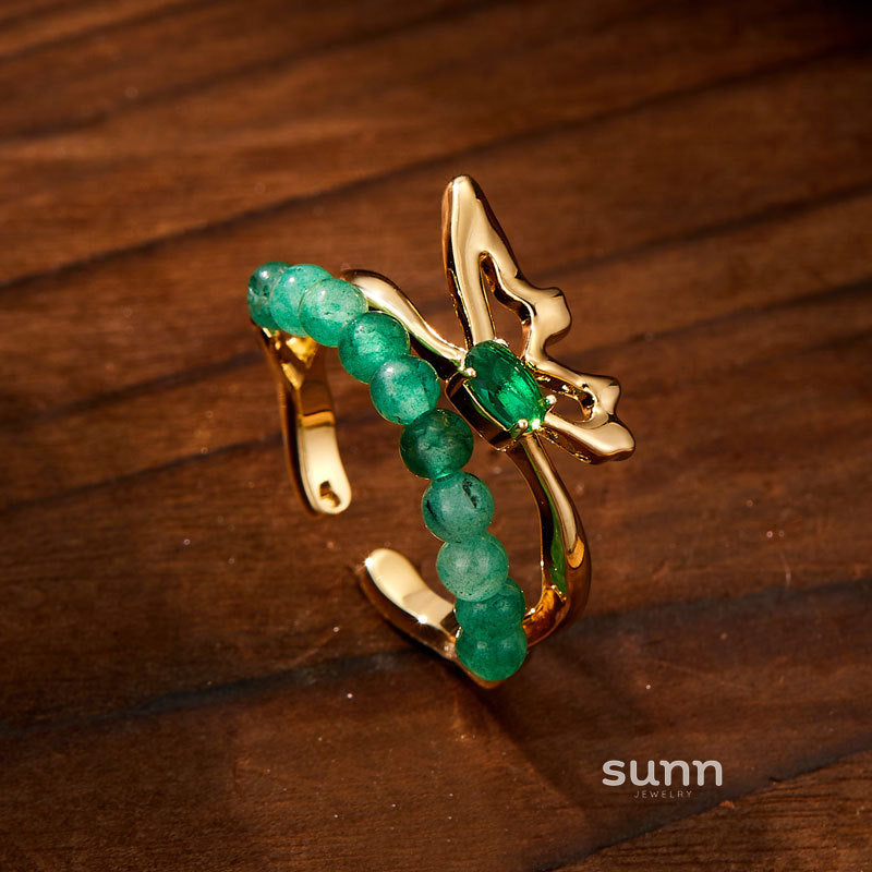Jazmyn Butterfly Emerald Ring [NV58ZOXP]