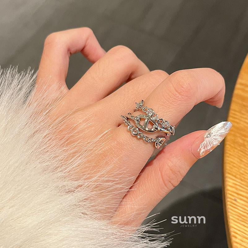 Jeannie Pave Cross Ring [JGG9S5SI]