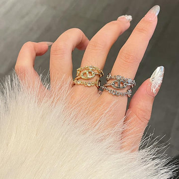 Jeannie Pave Cross Ring [THLBOCLU]