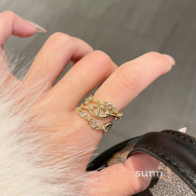 Jeannie Pave Cross Ring [THLBOCLU]