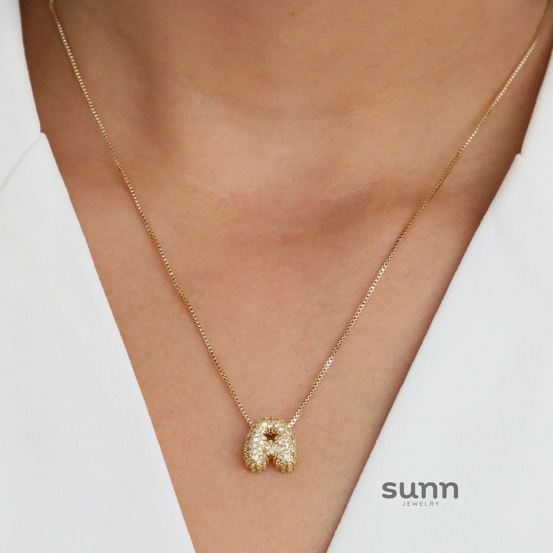 Jehlani Zircon Bubble Letter Necklace [29B3PM2F]