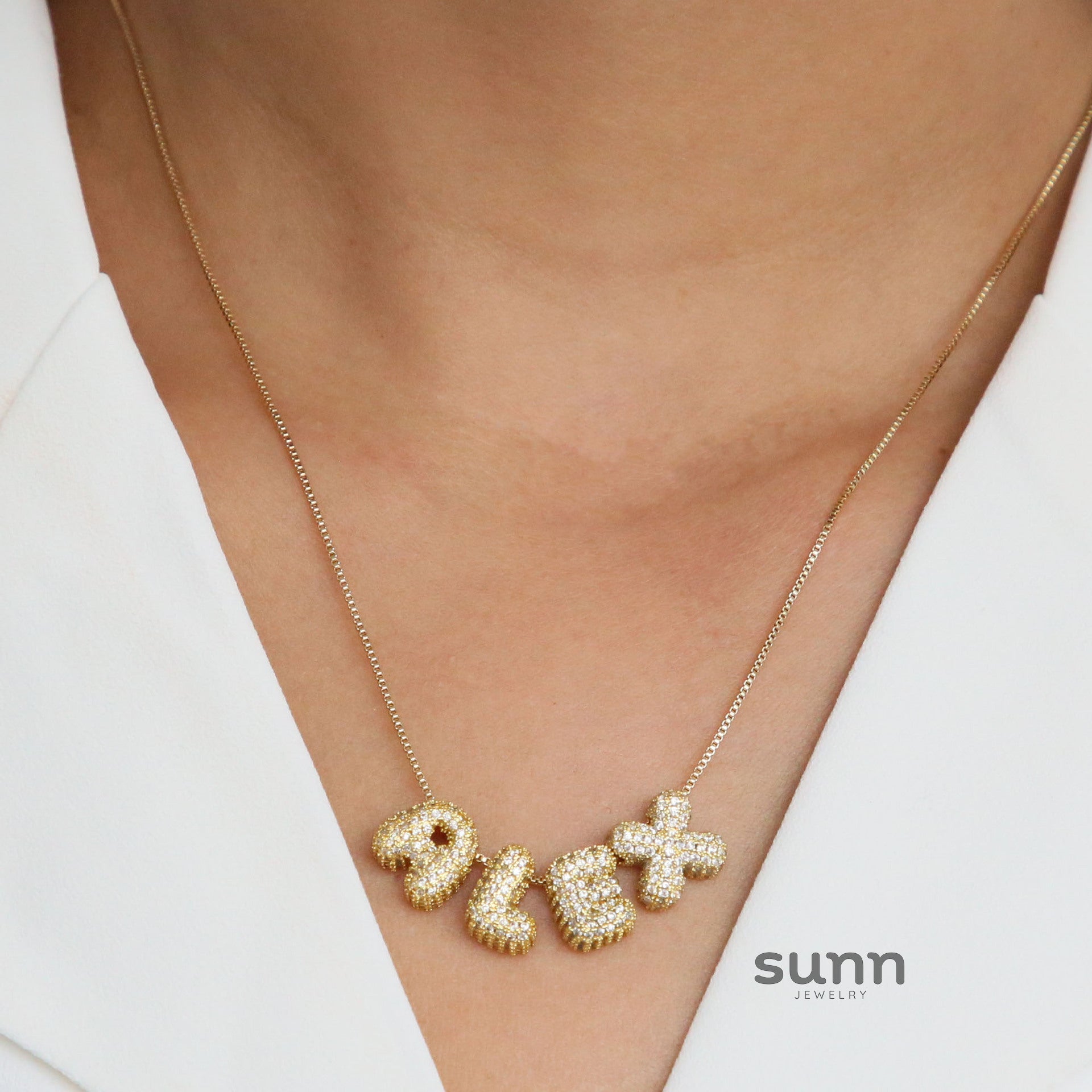 Jehlani Zircon Bubble Letter Necklace [L7T053VM]