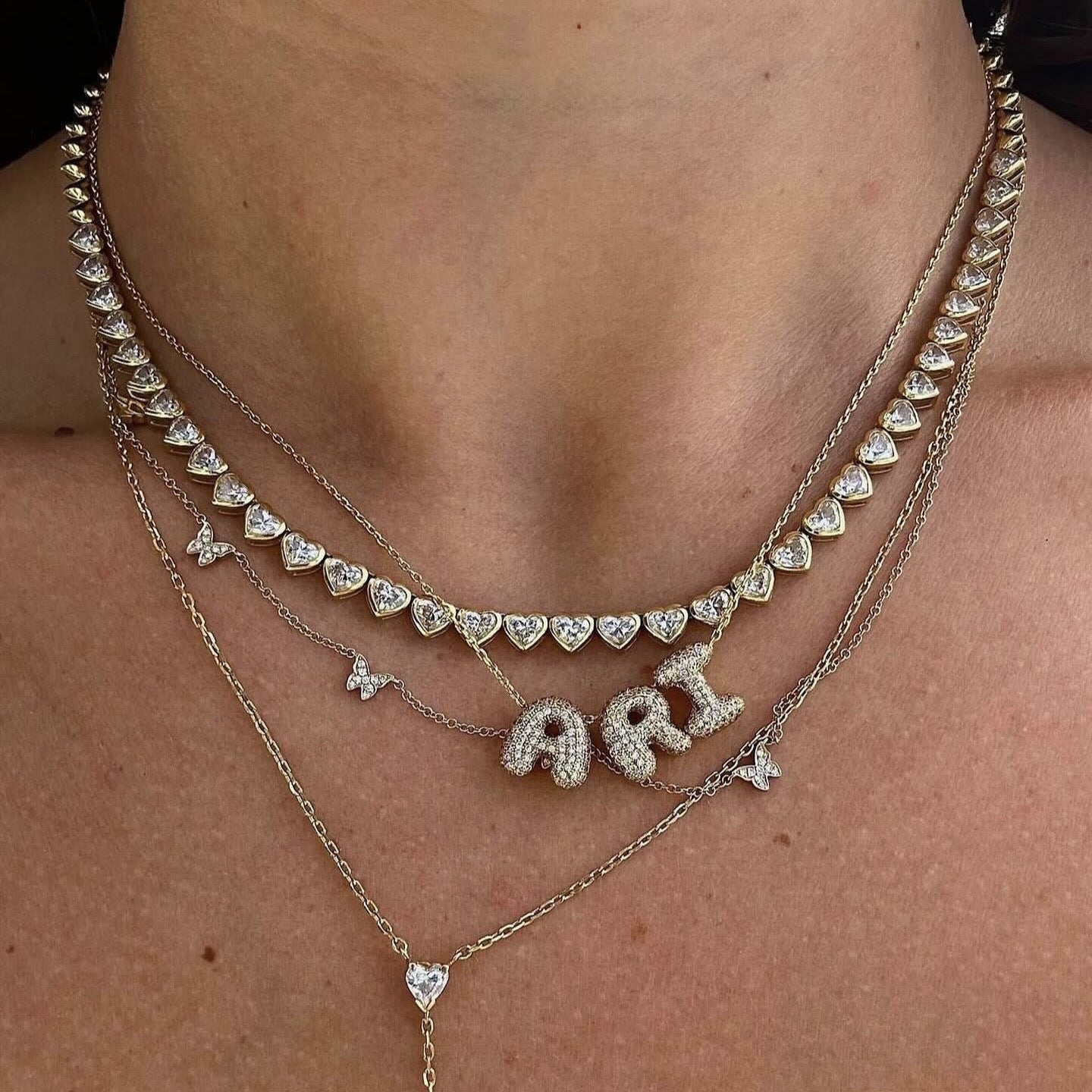 Jehlani Zircon Bubble Letter Necklace [62GSC710]