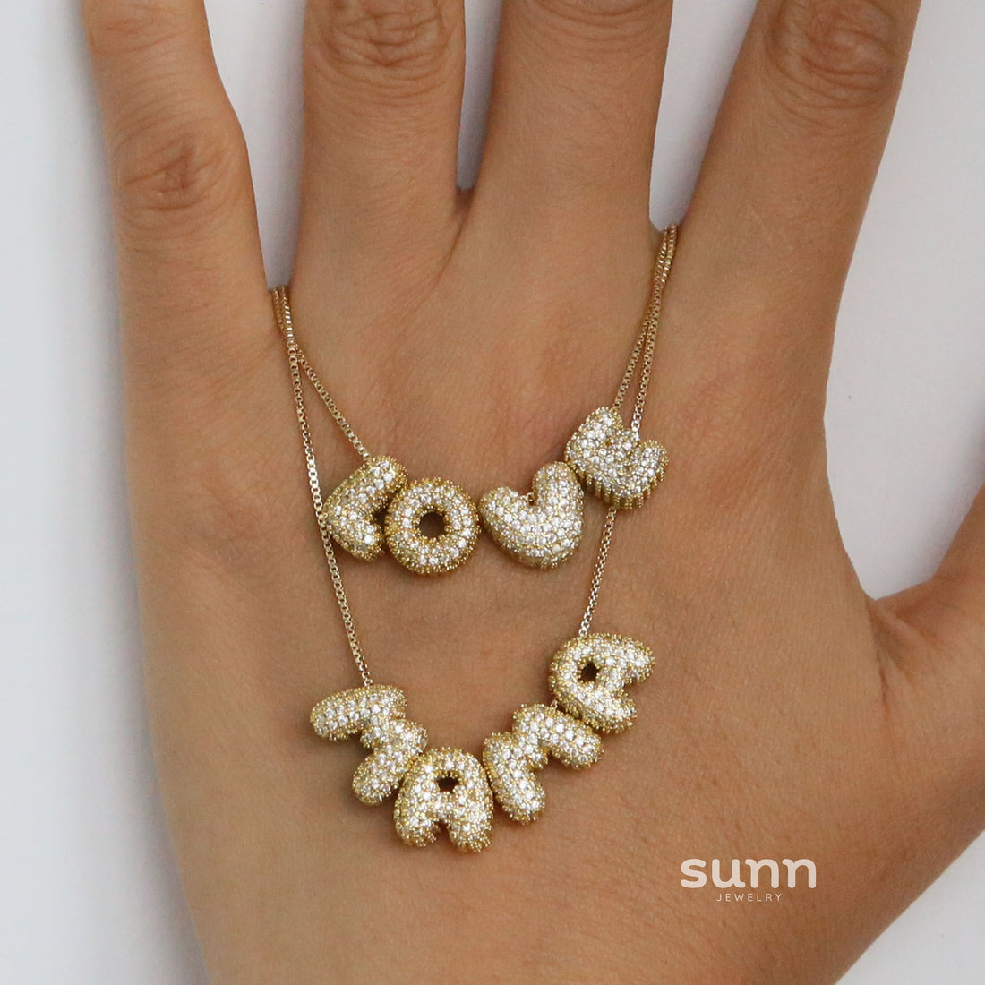 Jehlani Zircon Bubble Letter Necklace [62GSC710]