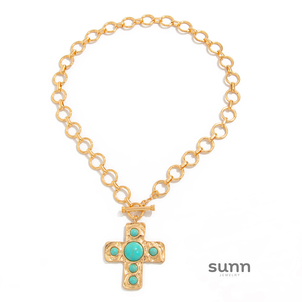 Jena Layered Cross Toggle Necklace [5UXAXLMH]