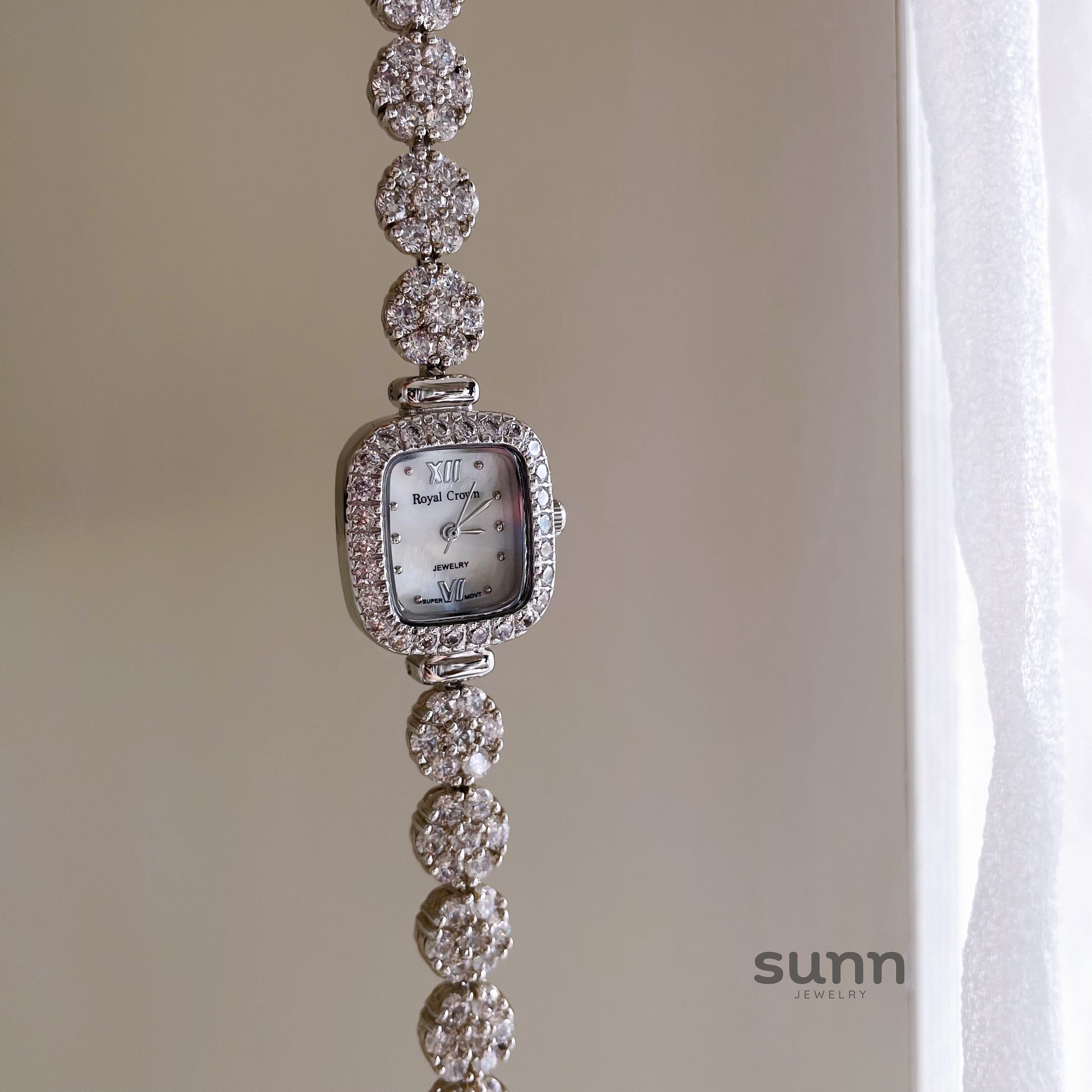 Jena Silver Rhinestone Bracelet Watch [OJVPFNFY]