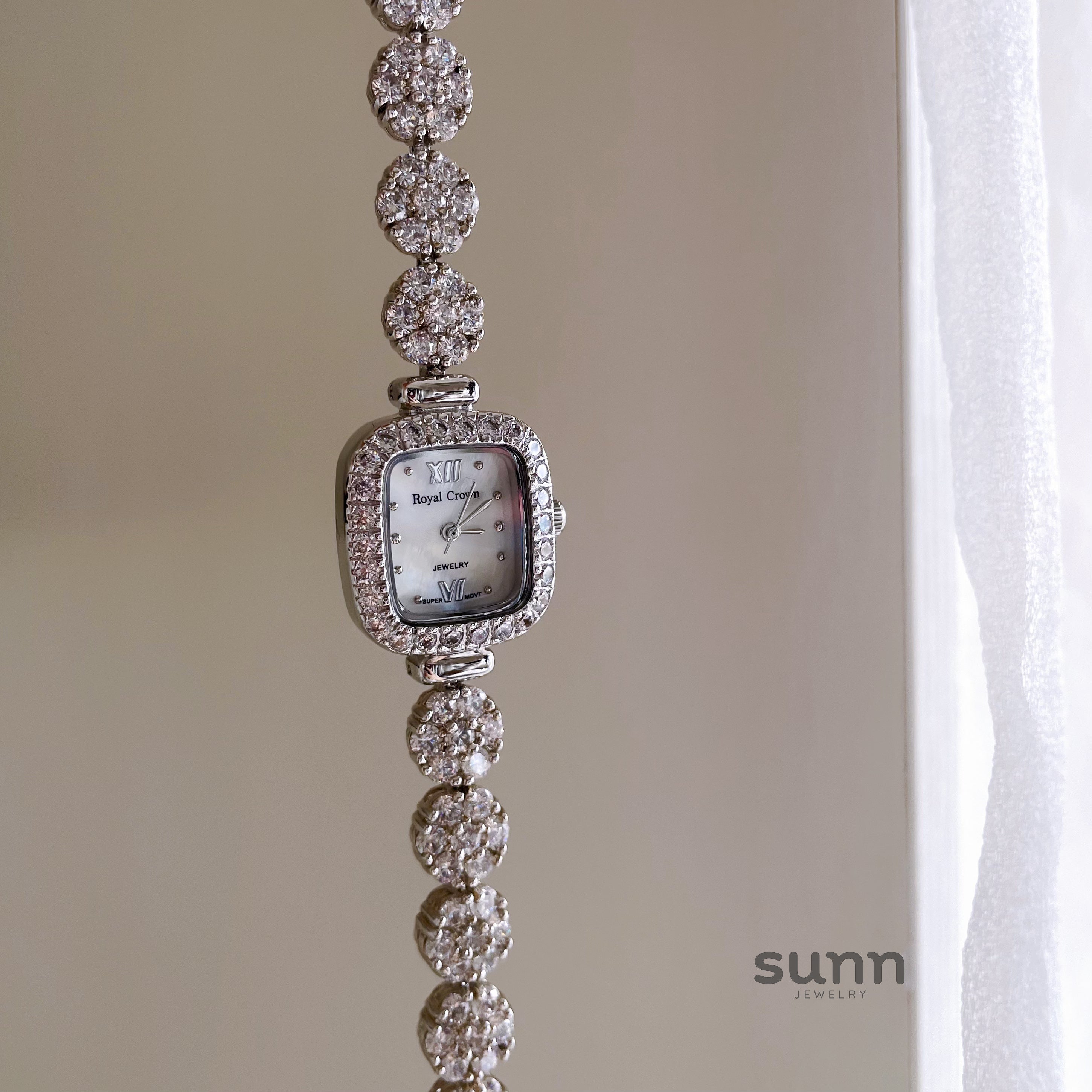 Jena Silver Rhinestone Bracelet Watch [OJVPFNFY]