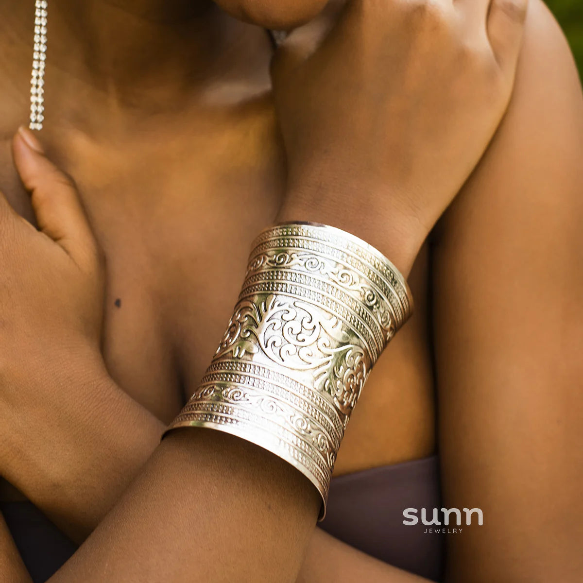 Jenasis Vintage Patterned Cuff Bracelet