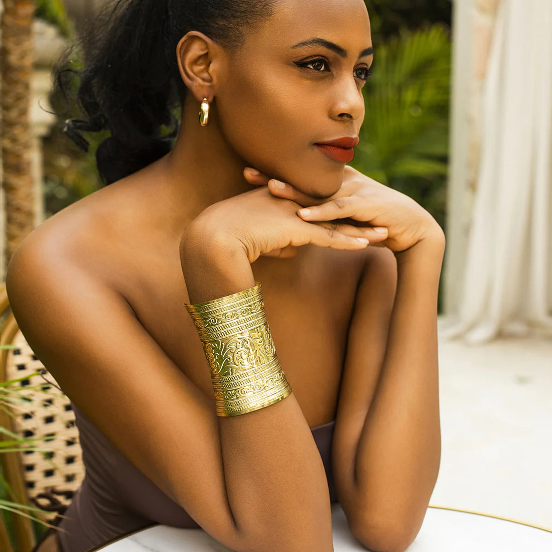 Jenasis Vintage Patterned Cuff Bracelet