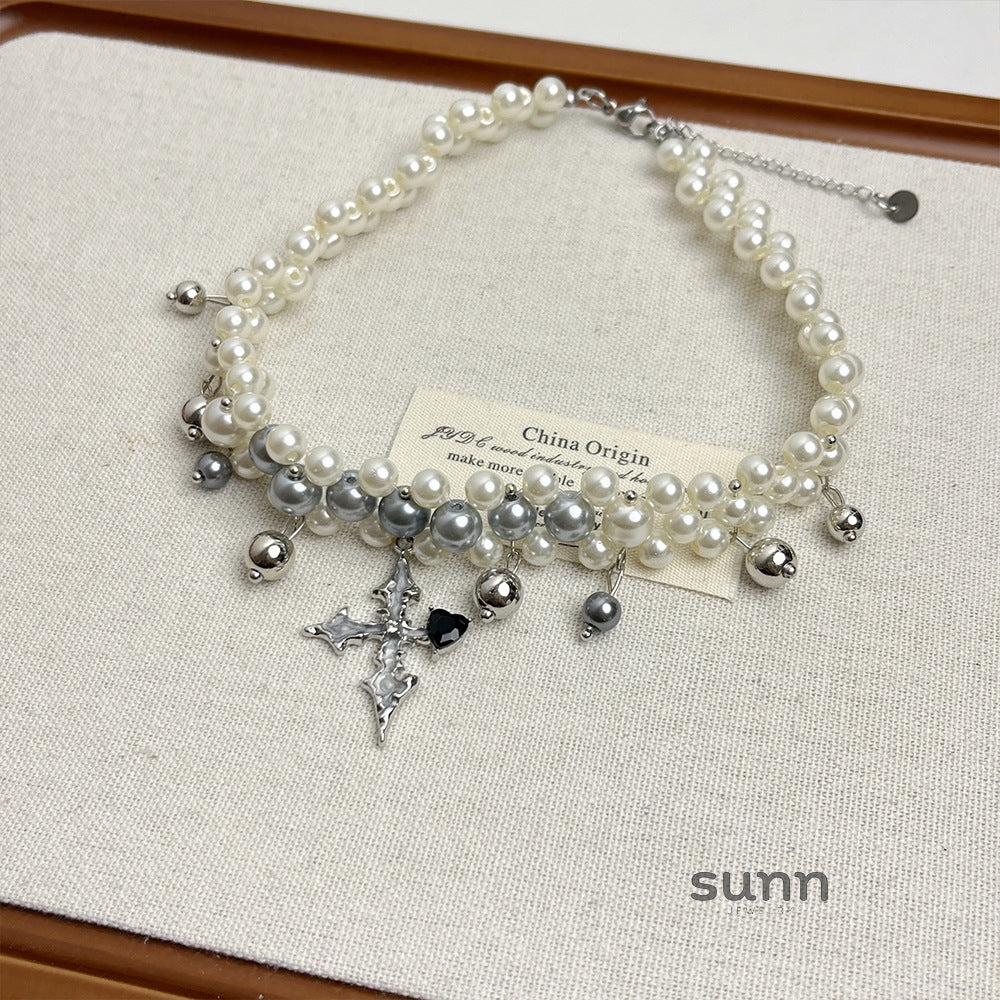 Jennie Cross Pearl Choker [0SA2I1M9]