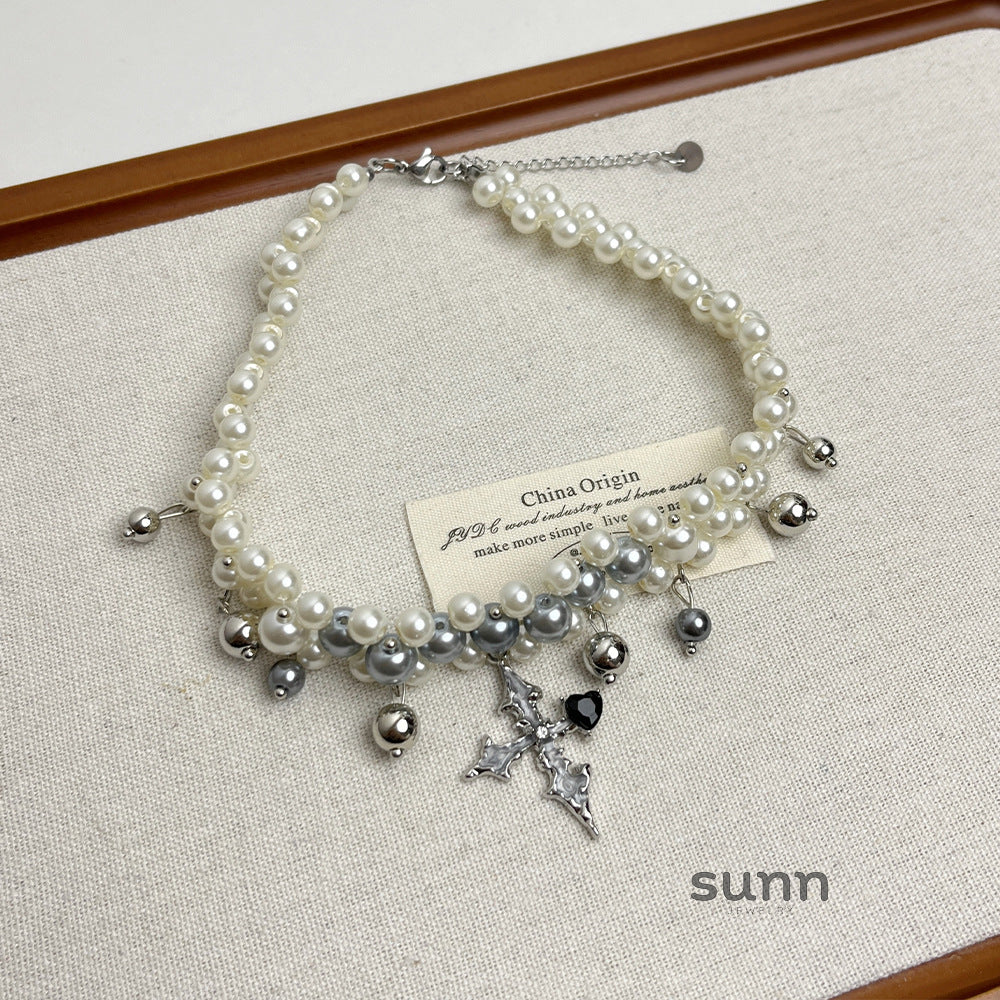 Jennie Cross Pearl Choker [5YHWPVED]