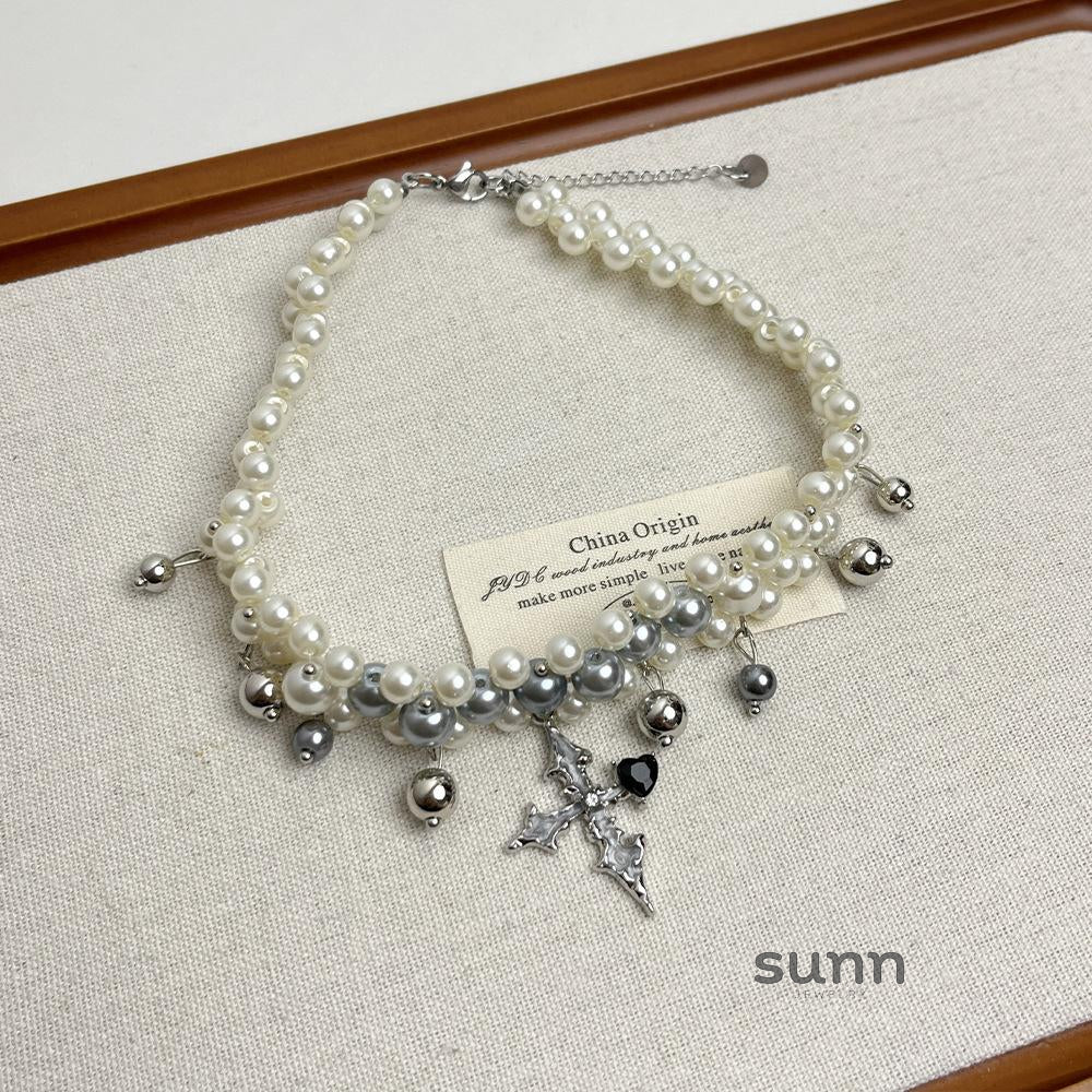 Jennie Cross Pearl Choker [NOCS0AQU]