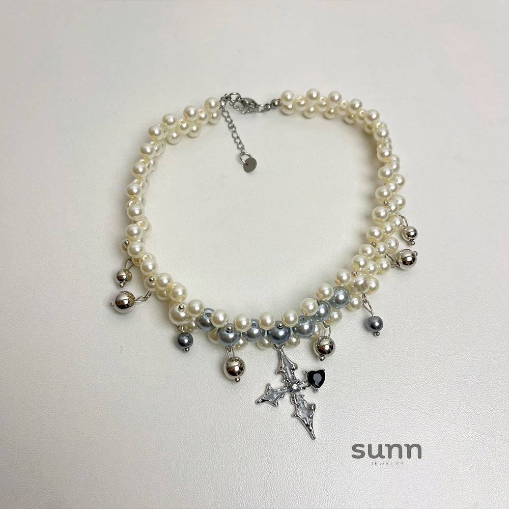 Jennie Cross Pearl Choker [DI15FD97]
