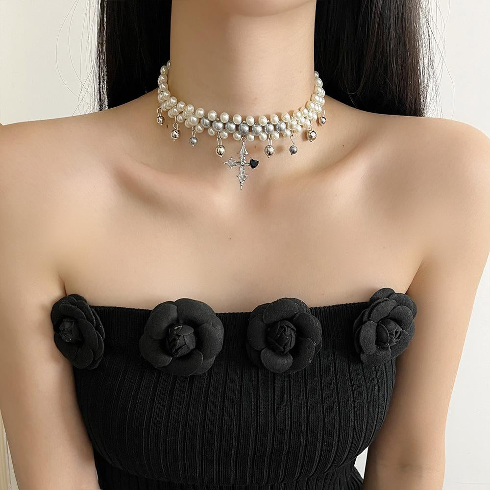 Jennie Cross Pearl Choker [FLB5NQMM]