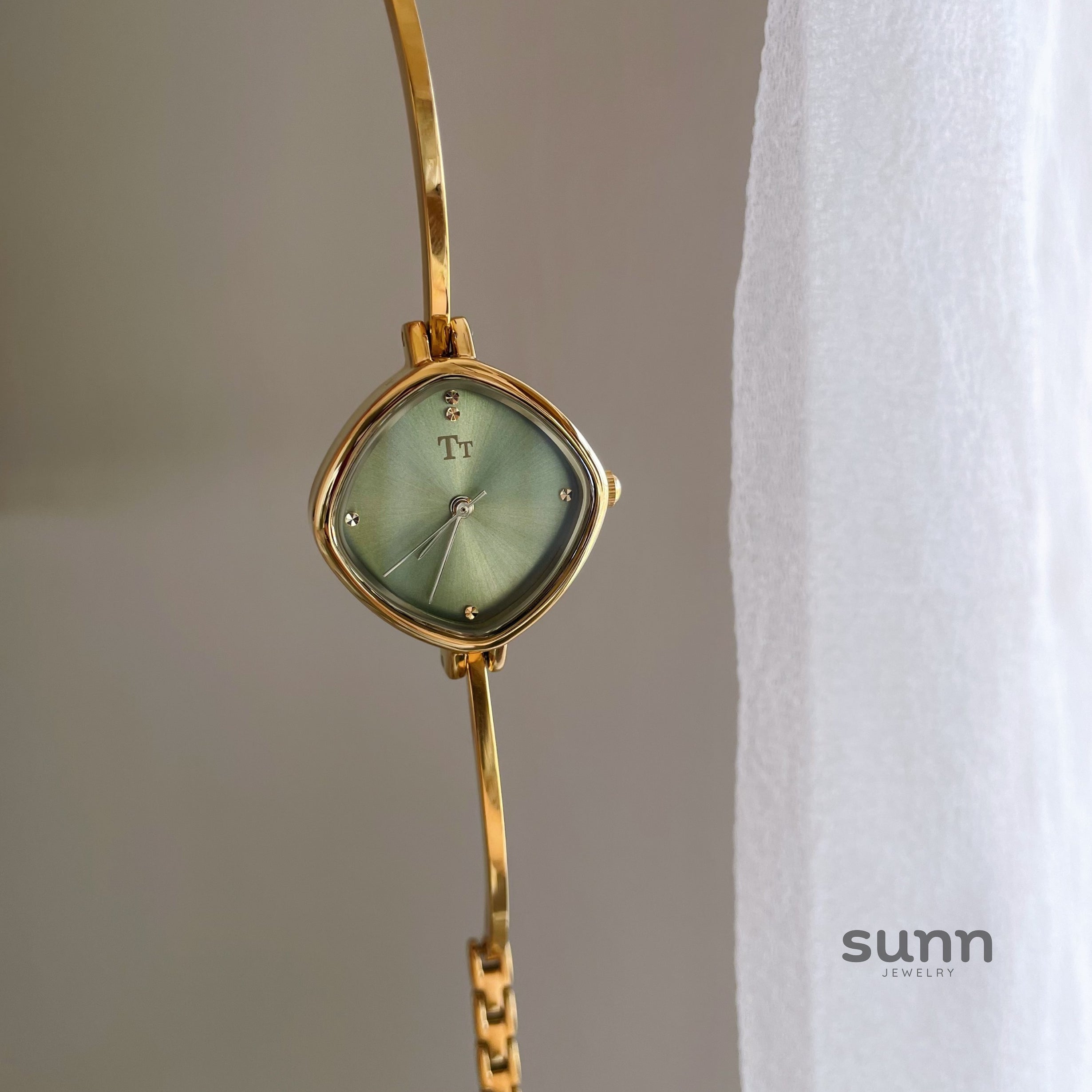 Jensen Square Green Bracelet Watch [QBHEZYTR]