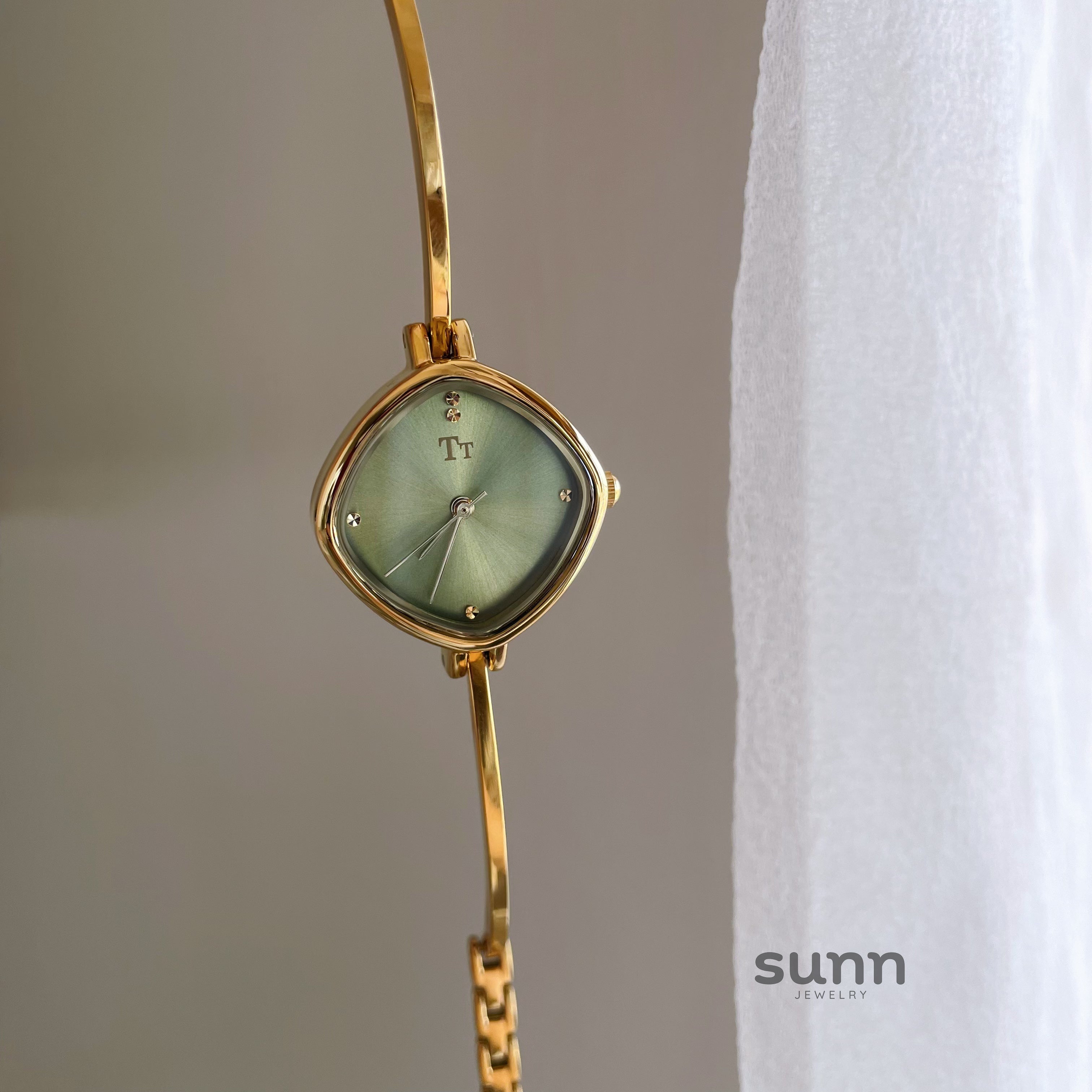 Jensen Square Green Bracelet Watch [P96CMFAP]