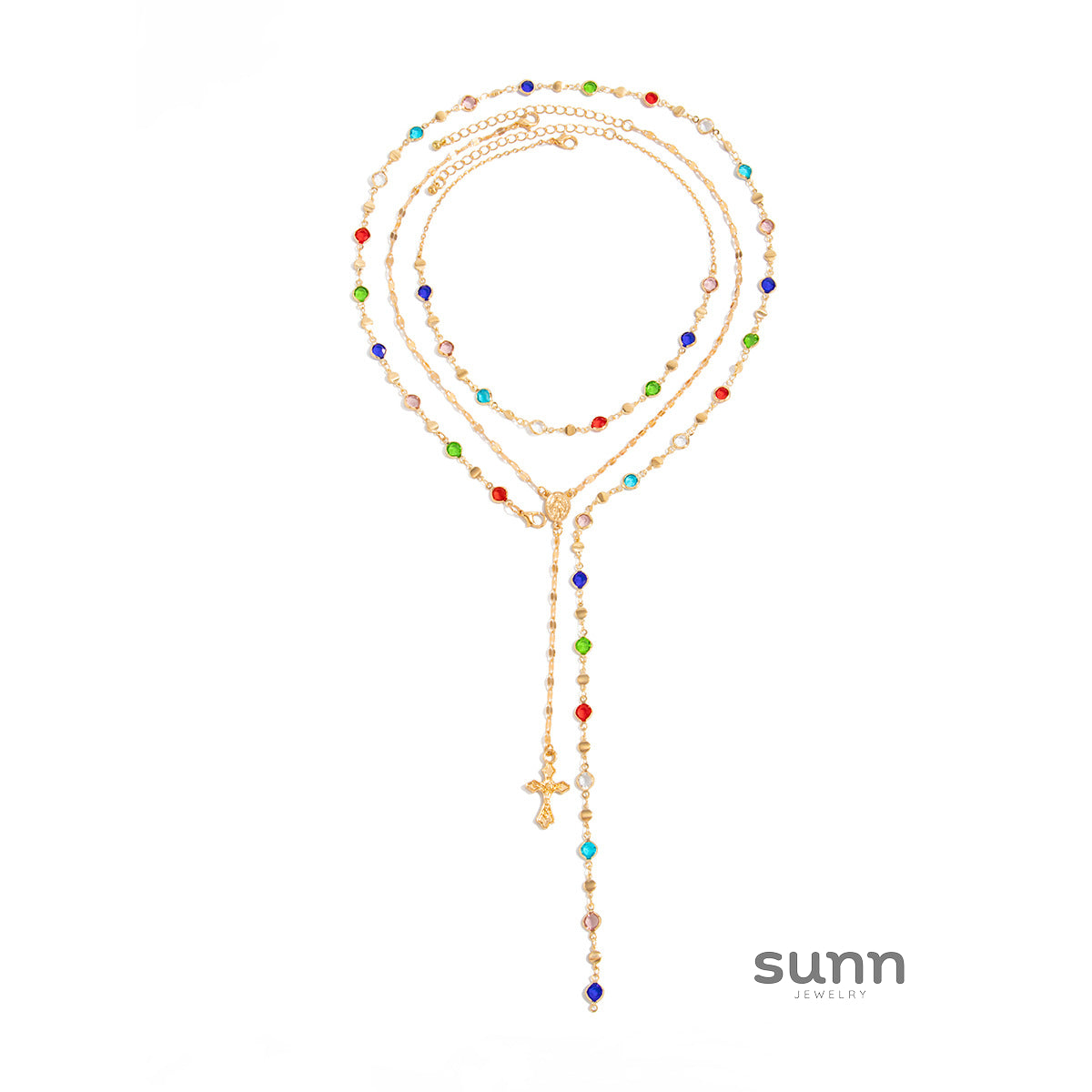 Jesiah Layered Cross Tassel Necklace [N7CR0LKO]
