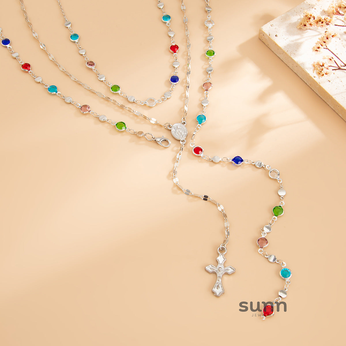 Jesiah Layered Cross Tassel Necklace [ROHNLFYA]