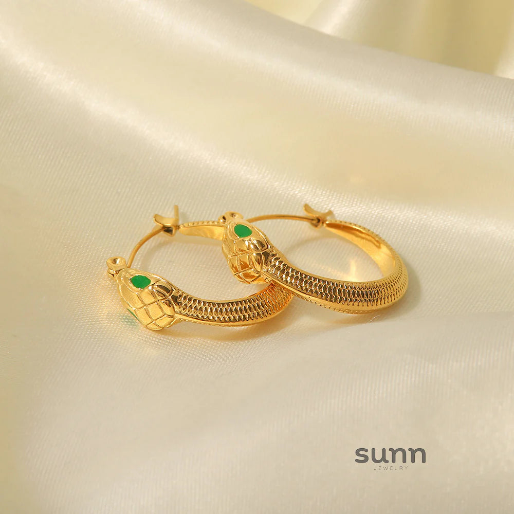 Jessi Green-Eyed Serpent Hoops