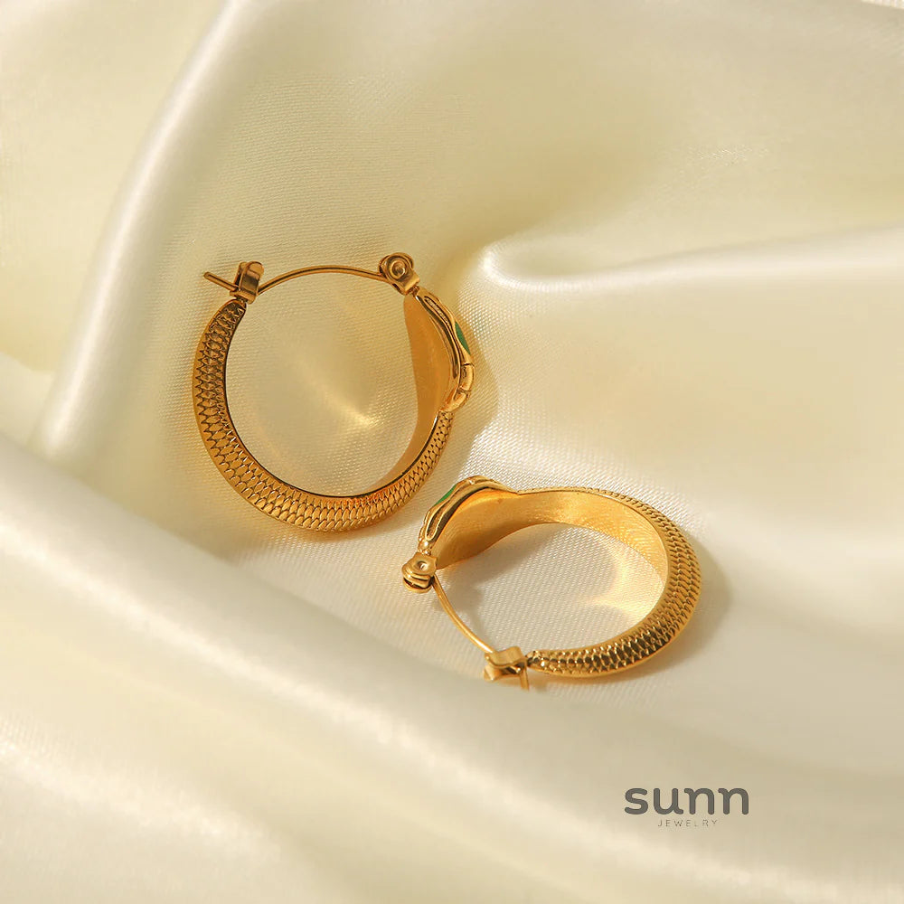 Jessi Green-Eyed Serpent Hoops