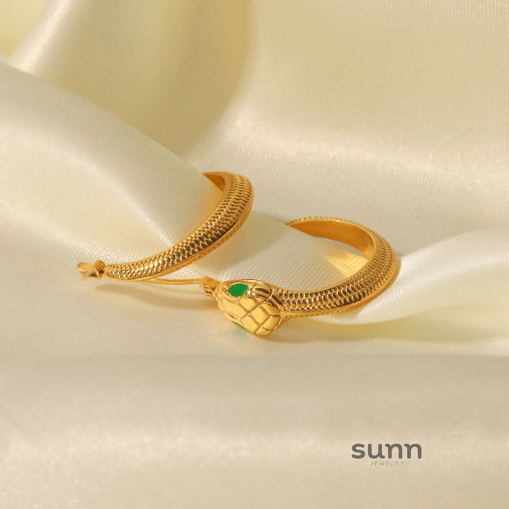 Jessi Green-Eyed Serpent Hoops
