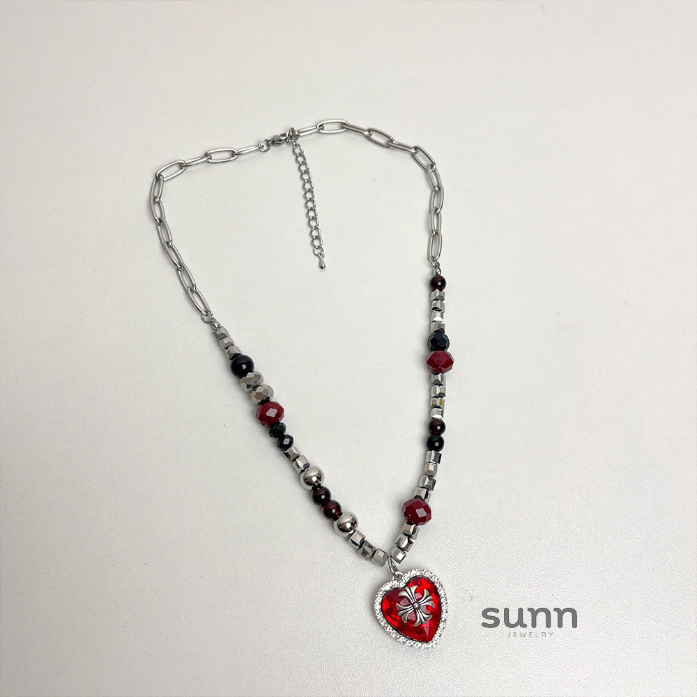Jewell Heart Cross Necklace [9OXMPKA9]
