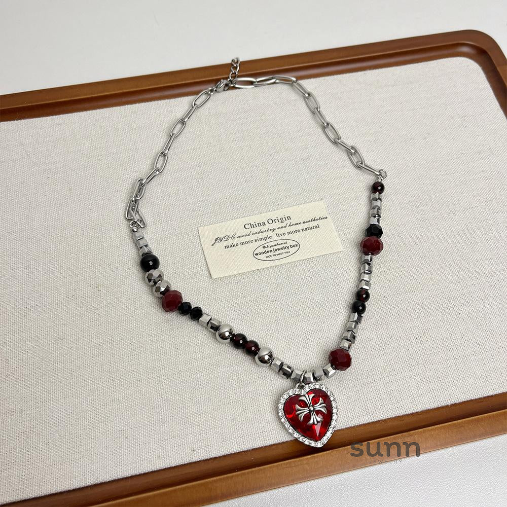 Jewell Heart Cross Necklace [3RIU6IDN]