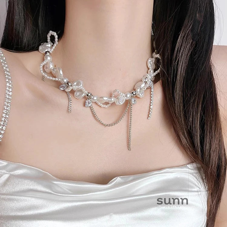 Jhene Baroque Pearl Tassel Necklace
