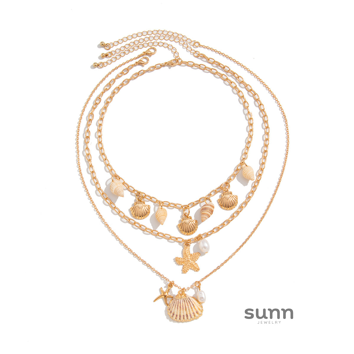 Jiana Layered Ocean Charm Necklace [4VUKJ7I5]