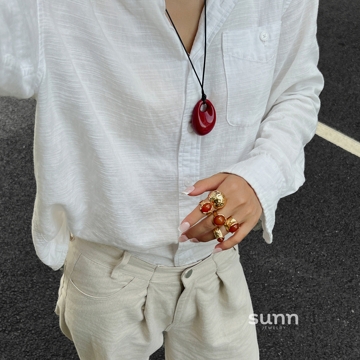 Jianna Irregular Agate Ring Set [GAGE6MRQ]