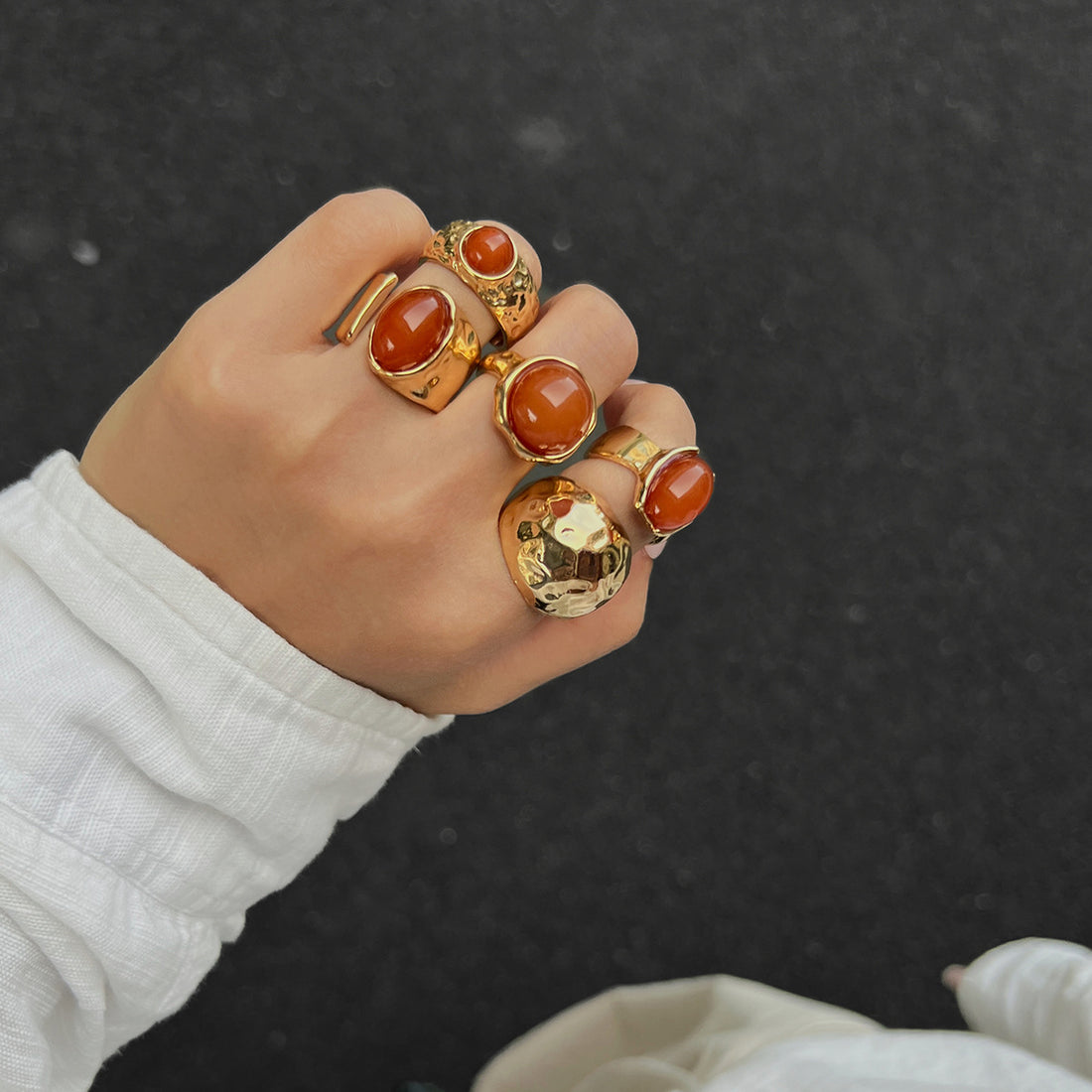 Jianna Irregular Agate Ring Set [HD8Y23UR]