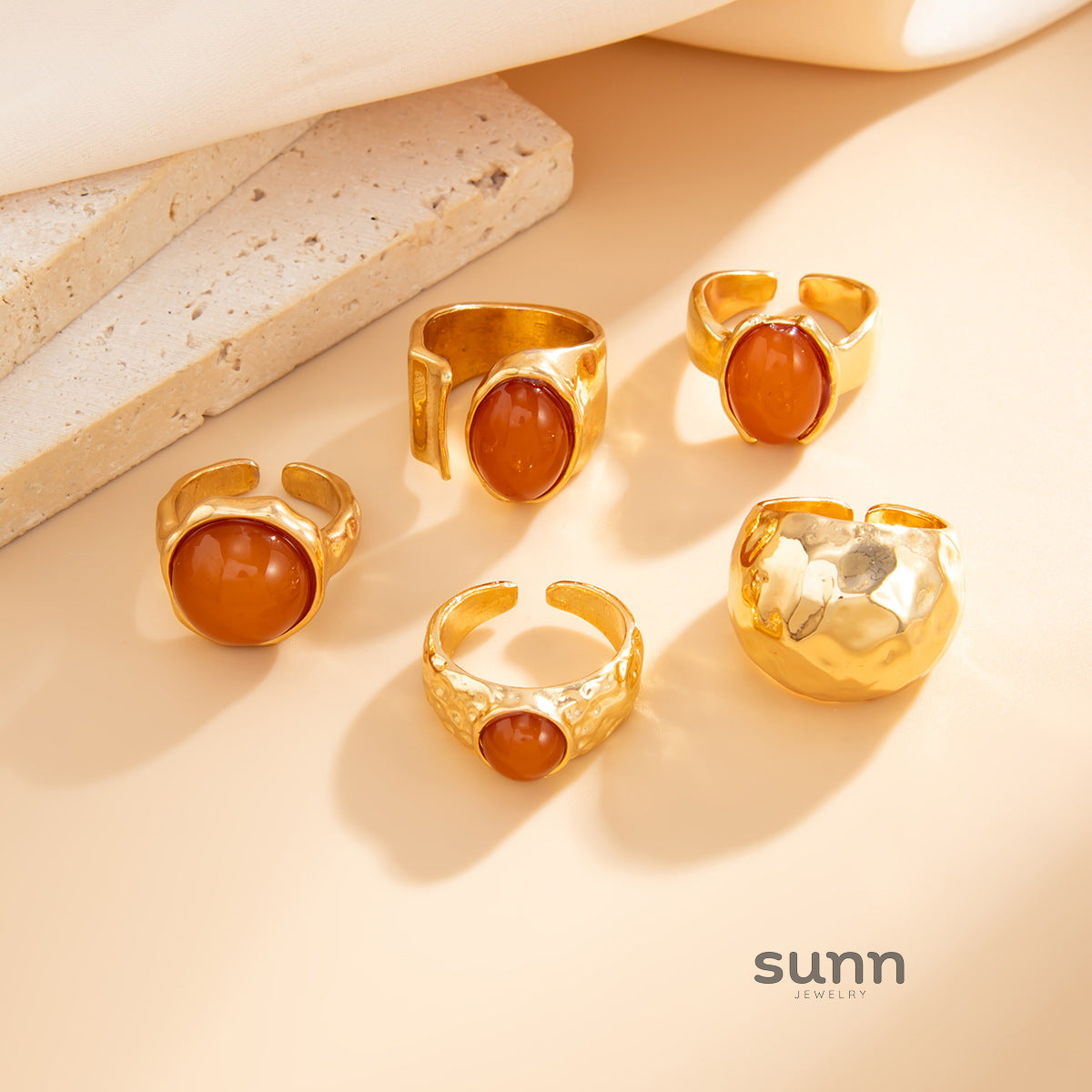 Jianna Irregular Agate Ring Set [FIE2BGJT]