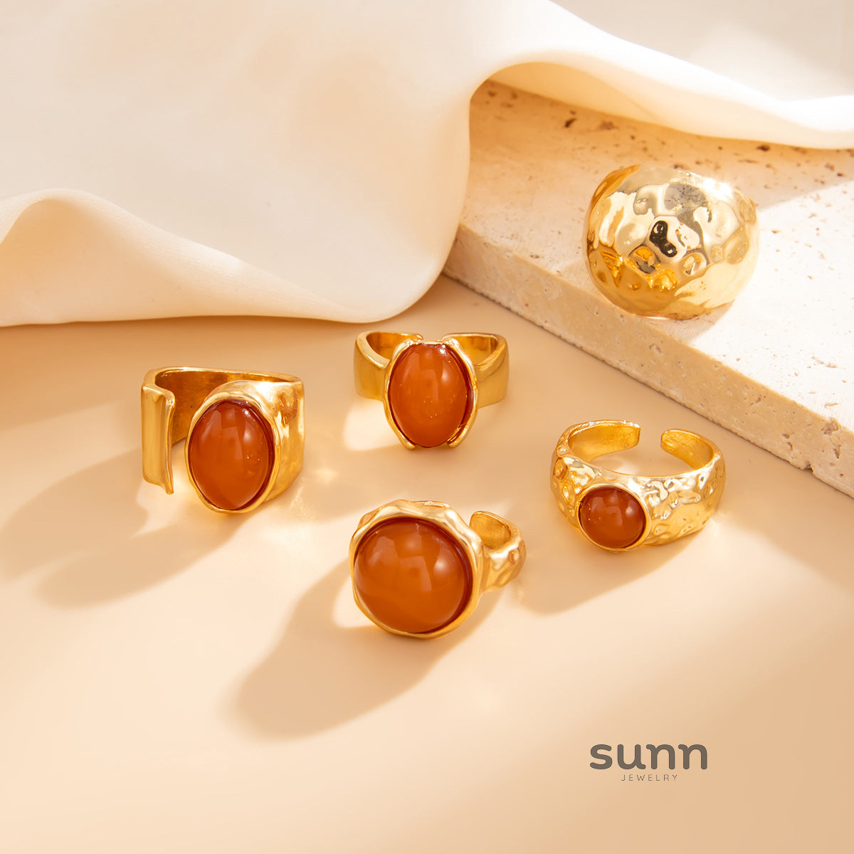 Jianna Irregular Agate Ring Set [5S8FJDQ0]