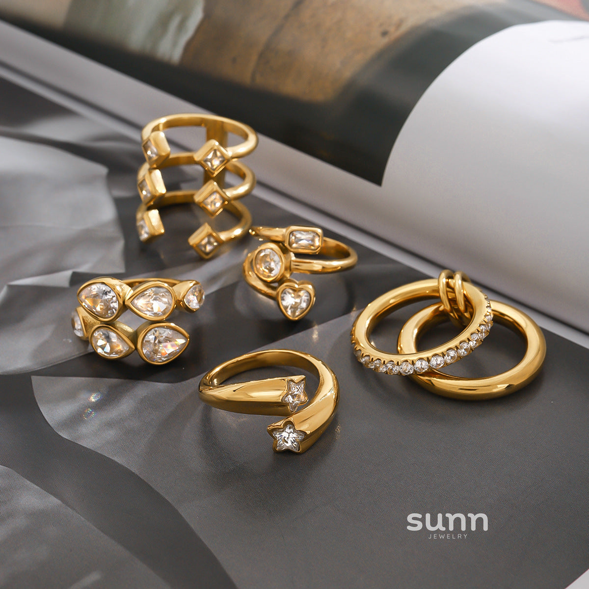 Jianna Zircon Stainless Ring [G2U7PSUJ]