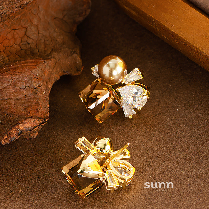 Jill Elegant Pearl Zircon Earrings [17CQ2W1G]
