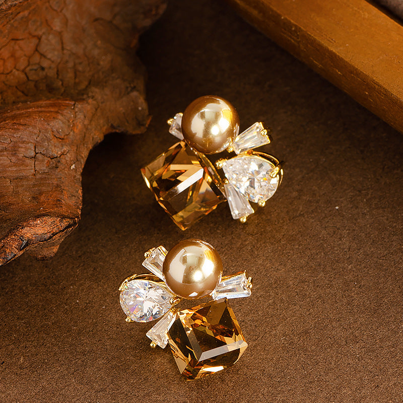Jill Elegant Pearl Zircon Earrings [17CQ2W1G]