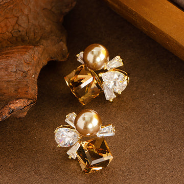Jill Elegant Pearl Zircon Earrings [17CQ2W1G]