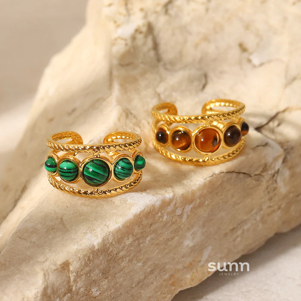 Joanie Malachite Tiger Eye Ring