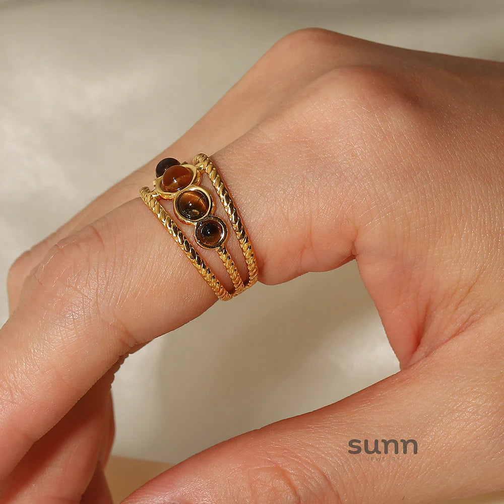 Joanie Malachite Tiger Eye Ring