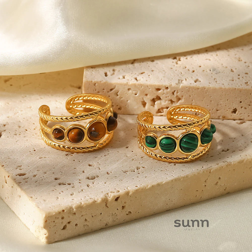 Joanie Malachite Tiger Eye Ring