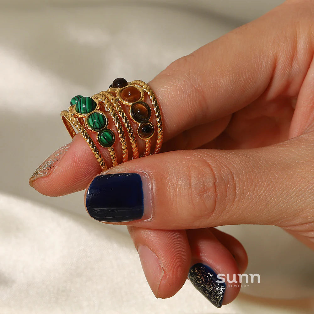 Joanie Malachite Tiger Eye Ring