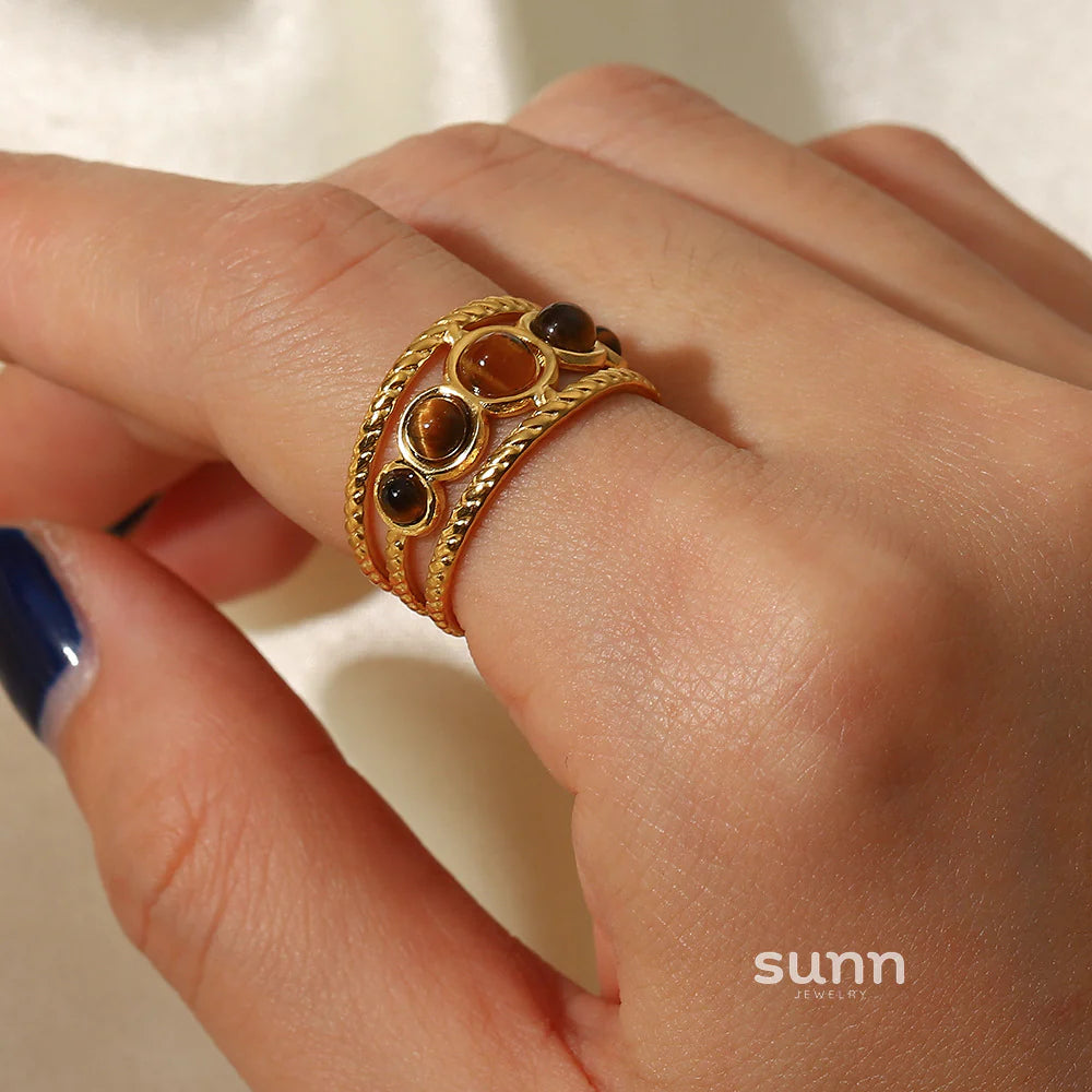 Joanie Malachite Tiger Eye Ring