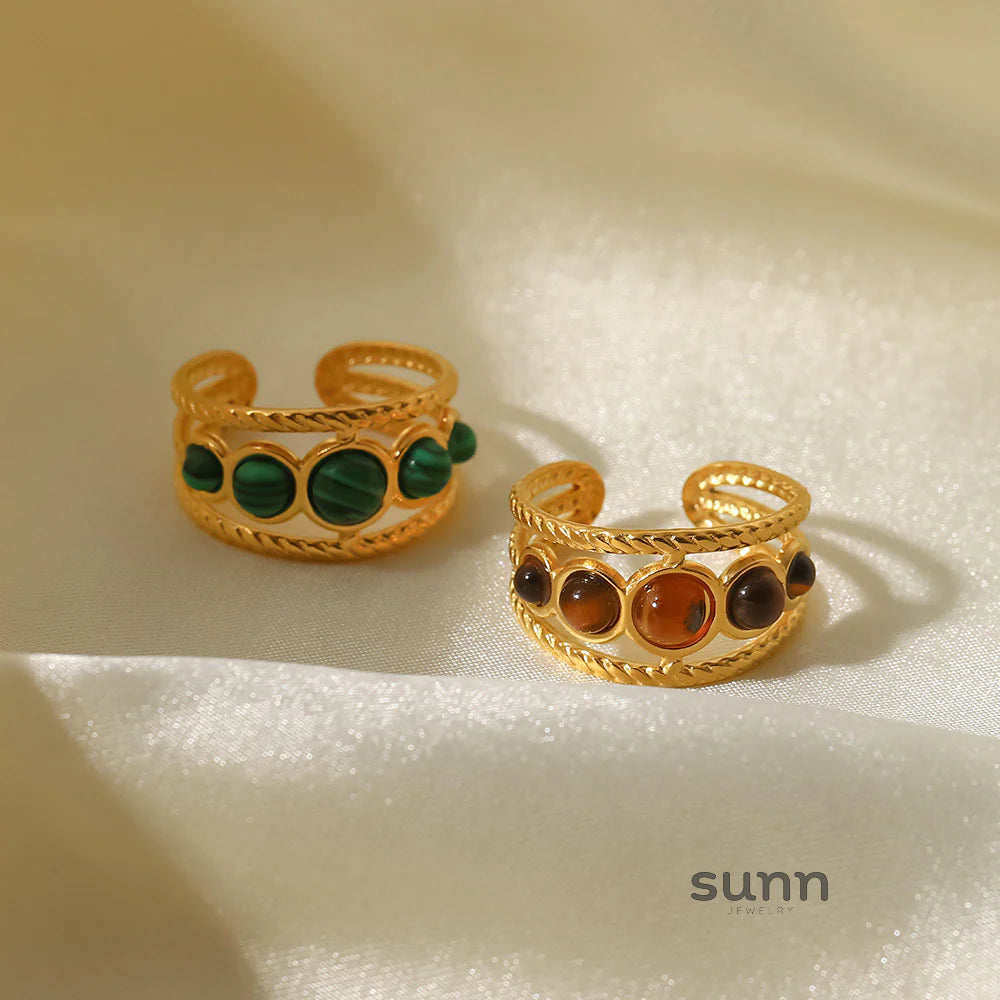 Joanie Malachite Tiger Eye Ring