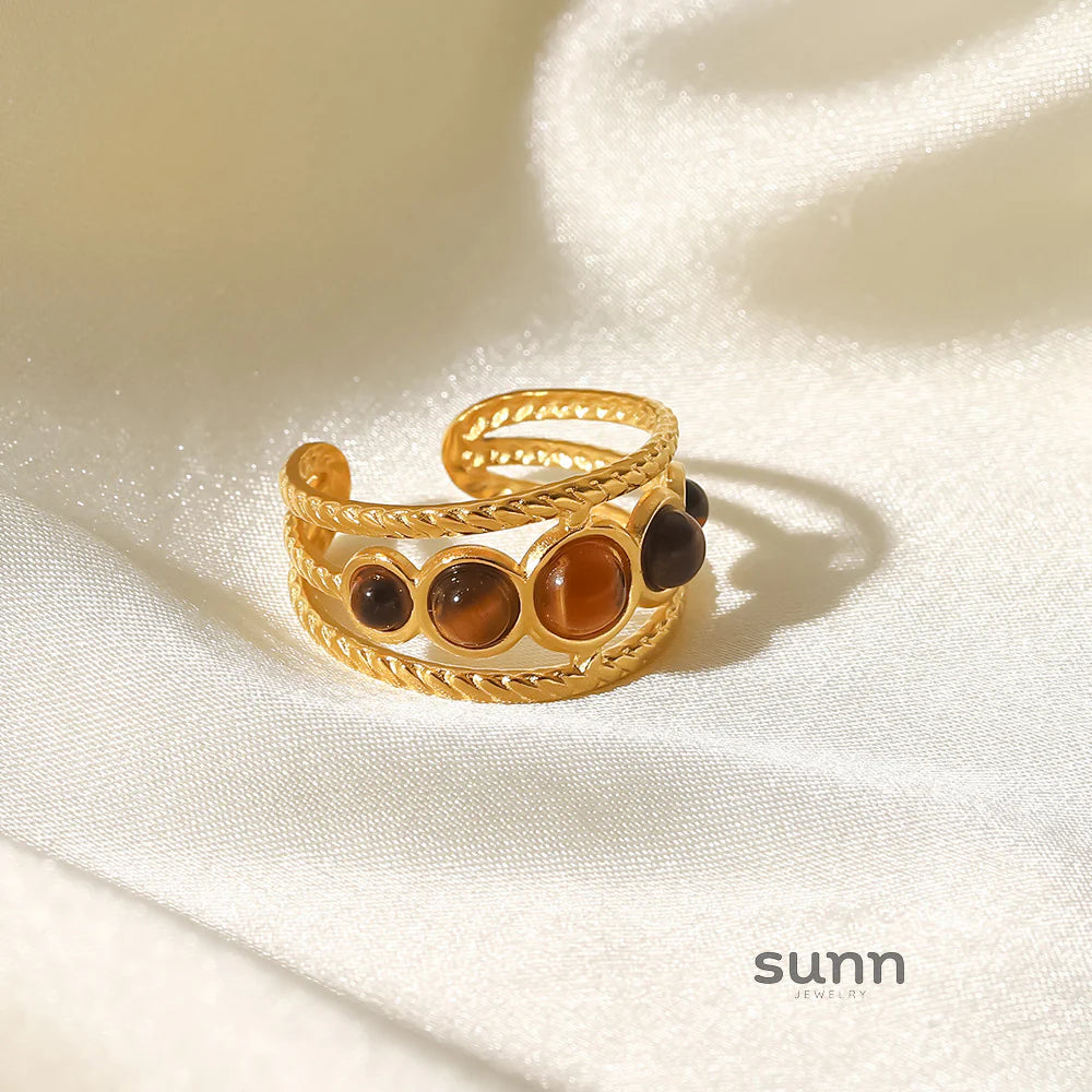 Joanie Malachite Tiger Eye Ring