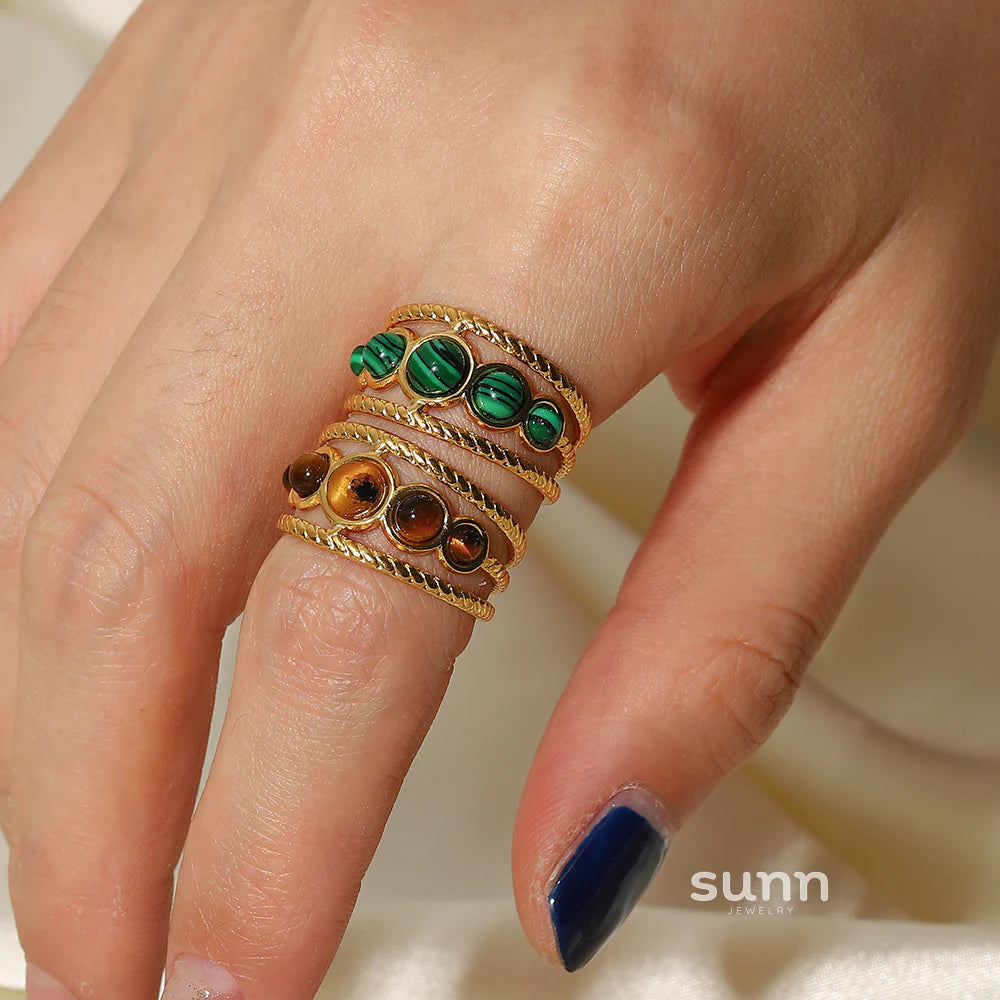 Joanie Malachite Tiger Eye Ring
