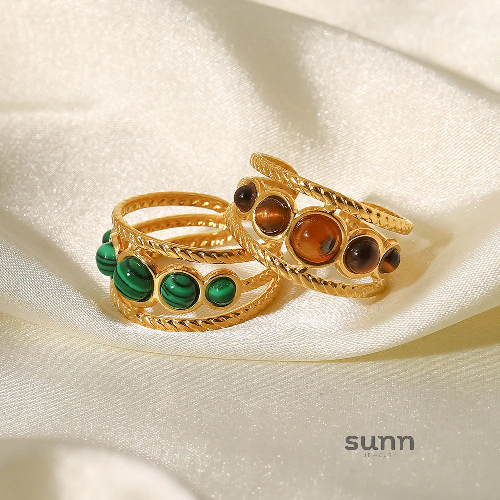 Joanie Malachite Tiger Eye Ring