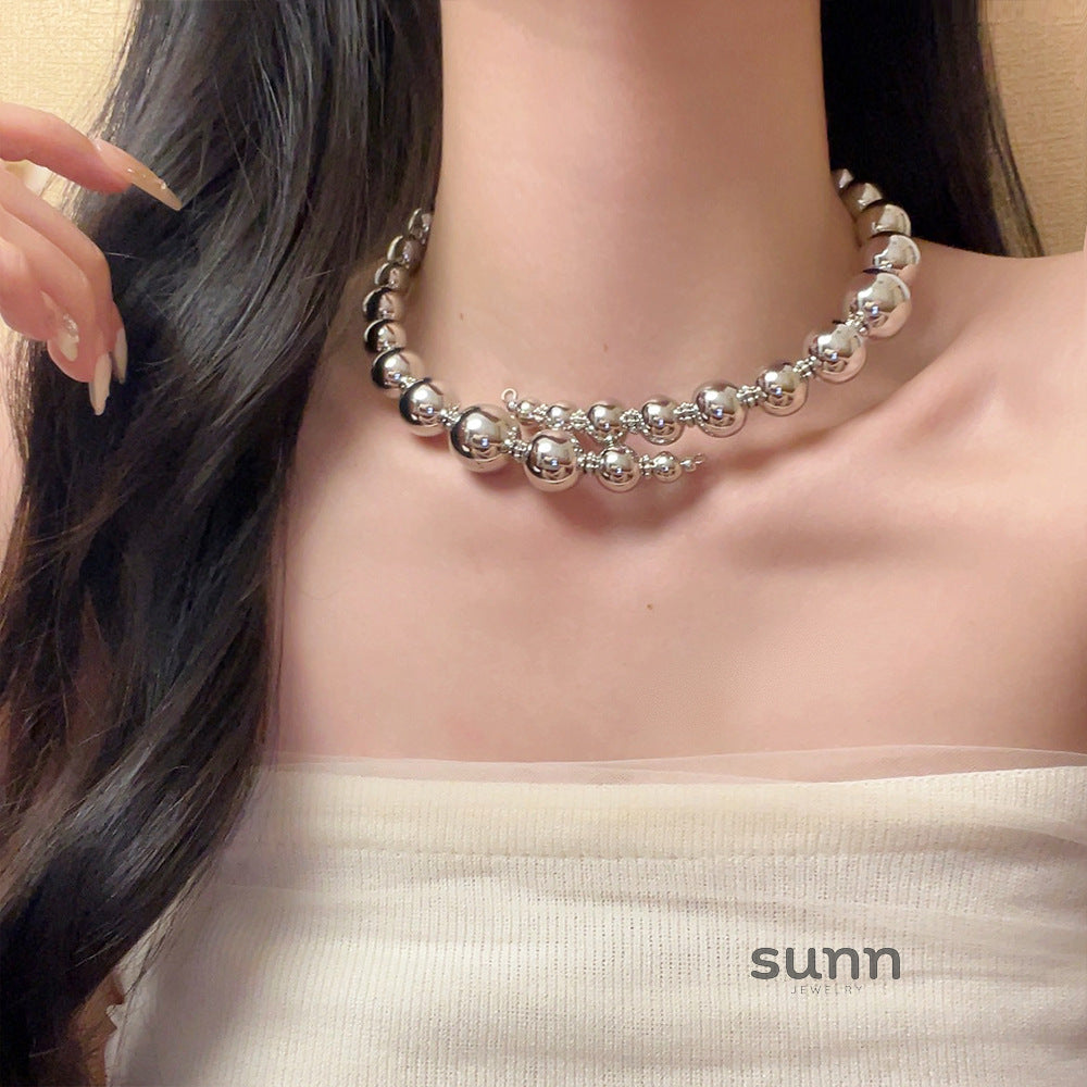 Joanne Sleek Silver Choker [UPS6C831]