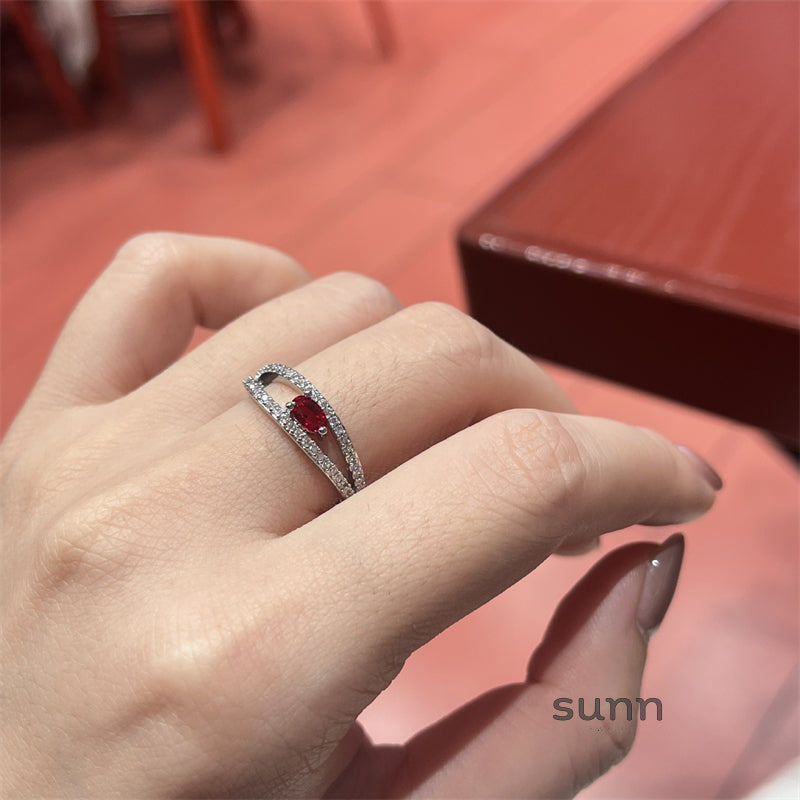 Jocelynne Ruby Open Ring [D3HJSTTN]